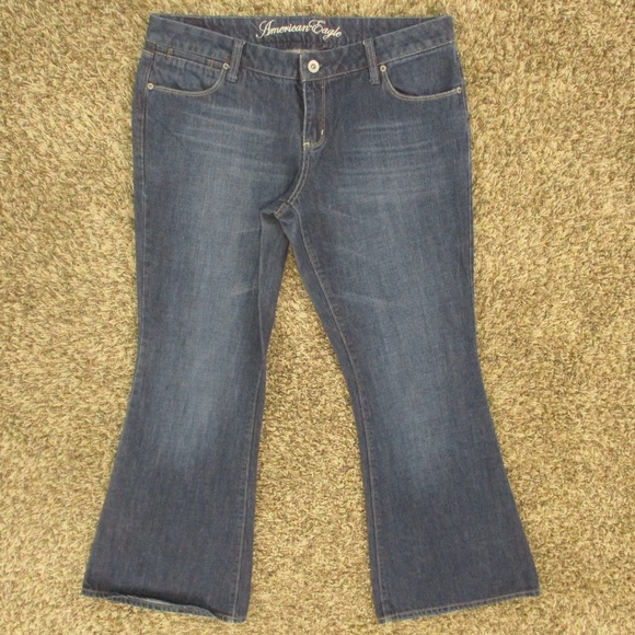 American Eagle Jeans‎ Women's 14 Dark Wash Real Flare 100% Cotton Denim - Picture 1 of 8